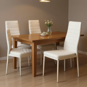 Chaises de salle à manger en cuir blanc, dossier haut, pieds en métal, design contemporain, ensemble de meubles modernes pour la maison, lot de 4 - Product Image 2
