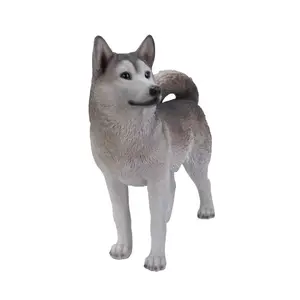 生动的详细树脂西伯利亚赫斯基狗雕像雕像家庭花园装饰动物雕像