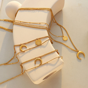 18K PVD mạ vàng 3 lớp trăng sao đa lớp thép không gỉ Vòng Cổ Hợp thời trang đồ trang sức - Product Image 2