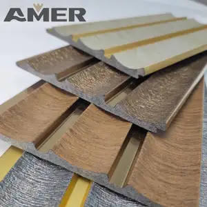 Amer Factory Whole Sale Price PS Fluted Sound Proof Acoustic Exterior Marble PU Stone WPC PVC Wall Interior Board Panel