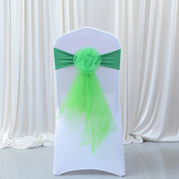 Foulards de chaise de mariage vert or, housses de chaise pour événements, spandex extensible, chiffon, nœud de chaise