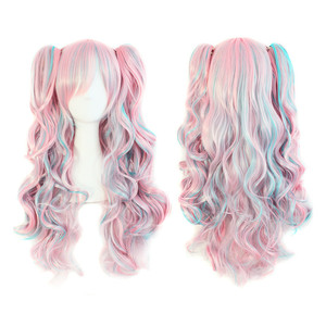 Colorful Water Wave Lace Front <b>Wig</b> Heat Resistant Synthetic Long Hair with Built-in Clips Lolita Anime Cosplay <b>Wigs</b> Halloween - Product Image 5