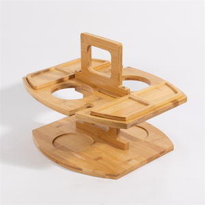 Mesa <span class=keywords><strong>de</strong></span> picnic <span class=keywords><strong>de</strong></span> bambú <span class=keywords><strong>de</strong></span> 6 plazas para exteriores con soporte para vino y vidrio, perfecta para fiestas en el jardín, camping y cenas en la playa - Product Image 1