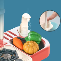 Mini ensemble de jouets d'évier de cuisine réel pour enfants avec jeu de pulvérisation semblant jouer cuisine et jouets alimentaires