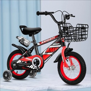Bicicleta para Niños de 3+ Años, Cuadro de Acero con Alto Contenido de Carbono, Canasta Delantera, 14 Pulgadas, 4 Ruedas de Entrenamiento, Doble Freno V, Pedal Ordinario - Product Image 2