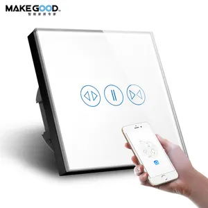MakeGood Smart Home System Touch Wall Electric Tuya Smart Life Interruptor de cortina inteligente Wifi <span class=keywords><strong>Alexa</strong></span> y Google Home Control - Product Image 1