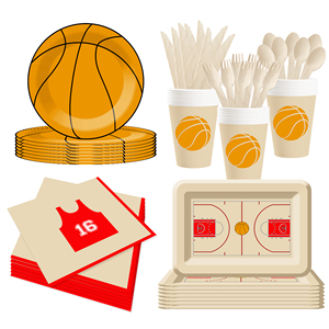 DAMAI - Juego de Vajilla Desechable de Papel para Fiesta de Cumpleaños con Temática de Baloncesto, Platos, Vasos, Servilletas, para Fiesta de Niños - Product Image 2