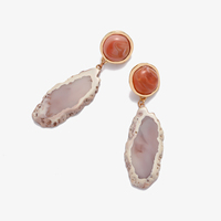 Boucles d'oreilles longues plaquées or en résine imitation pierre naturelle, multicolores, style bohème, bijoux de mode pour soirée