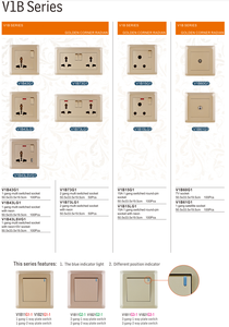 Vnx 1 băng đảng 1Way/2 cách Gole màu chuông cửa chuyển đổi điện ổ cắm điện với <span class=keywords><strong>Neon</strong></span> cho gia đình hoặc công nghiệp - Product Image 4