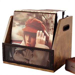 Modern Wood Vinyl Record <b>Storage</b> Rack Single Tier Multifunctional 60+ Record <b>Boxes</b> Living Room Use - Product Image 2