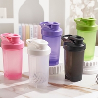 Bouteille en plastique de 350 ml, anti-fuite, sans BPA, avec fonction de boisson directe, couvercle spirale antidérapant, pour la gym, personnalisable