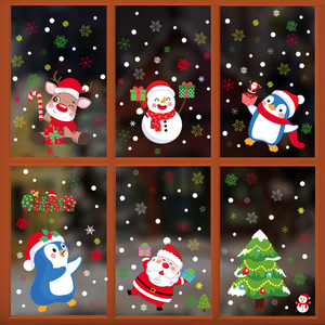 Adhesivos Estáticos <span class=keywords><strong>para</strong></span> Ventanas con Diseño de Muñeco de Nieve, Adhesivos Reutilizables de Doble Cara <span class=keywords><strong>para</strong></span> Decoración Navideña del Hogar, Calcomanías Removibles - Product Image 4