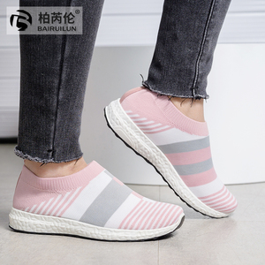 Couleur mélangée et taille expédition liquidation vente femmes chaussures vulcanisées chaussette baskets femmes été sans lacet chaussures plates <span class=keywords><strong>chaussure</strong></span> de marche - Product Image 3