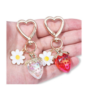 Dễ thương dâu tây hướng dương trái tim <span class=keywords><strong>Keychain</strong></span> Túi xe <span class=keywords><strong>Keyring</strong></span> cho túi Mặt dây chuyền móc chìa khóa - Product Image 6