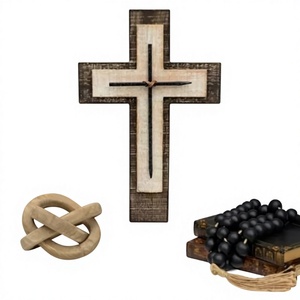 Escultura de Cruz de Madera Estilo Rústico Art Deco de AZ ENTERPRISES, Decoración para el Hogar, Sala de Estar, Tema Religioso, Material de Bambú, Lavable - Product Image 3