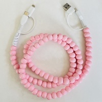 Câble de charge Xinyaho Fashion Jewelry Type-C bicolore rose brillant avec perles en gelée, charge rapide 5A pour ordinateur