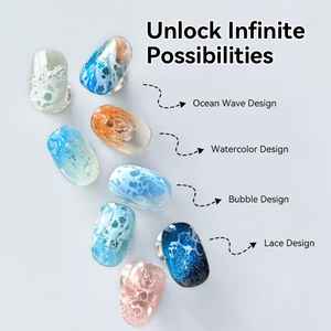 Encre liquide pour nail art <span class=keywords><strong>effet</strong></span> <span class=keywords><strong>marbre</strong></span> bleu vague océanique, facile à appliquer, 10 ml, pour design de vernis gel - Product Image 2