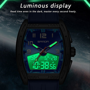 Montre de sport Sanda 6331 pour hommes étudiants, double affichage, étanche, multifonctionnelle, montre électronique de montagne - Product Image 2