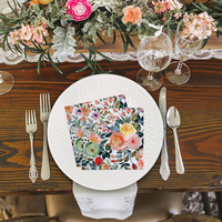 Op Maat Bedrukt Bloemenpatroon Thema Verjaardagsfeest Decoratief Gekleurde Decoupage Vierkante Servetten Met Logo Restaurant Gebruik