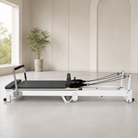 AUGER Reformer de Pilates Commercial Pliant en Aluminium, Équipement de Fitness Portable pour Entraînement du Core à Domicile et en Studio