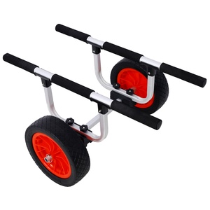 Chariot de kayak en aluminium réglable de 150lb Chariot de canoë avec roues plates ou roues pneumatiques Chariot de transport de kayak pliable - Product Image 2
