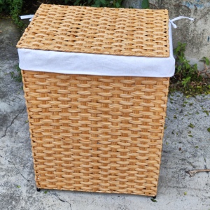 Trung Quốc Nhà sản xuất nóng Bán tay dệt PP mây nhựa giặt giỏ Organizer lưu trữ cản trở cho bẩn quần áo nhà khách sạn - Product Image 5