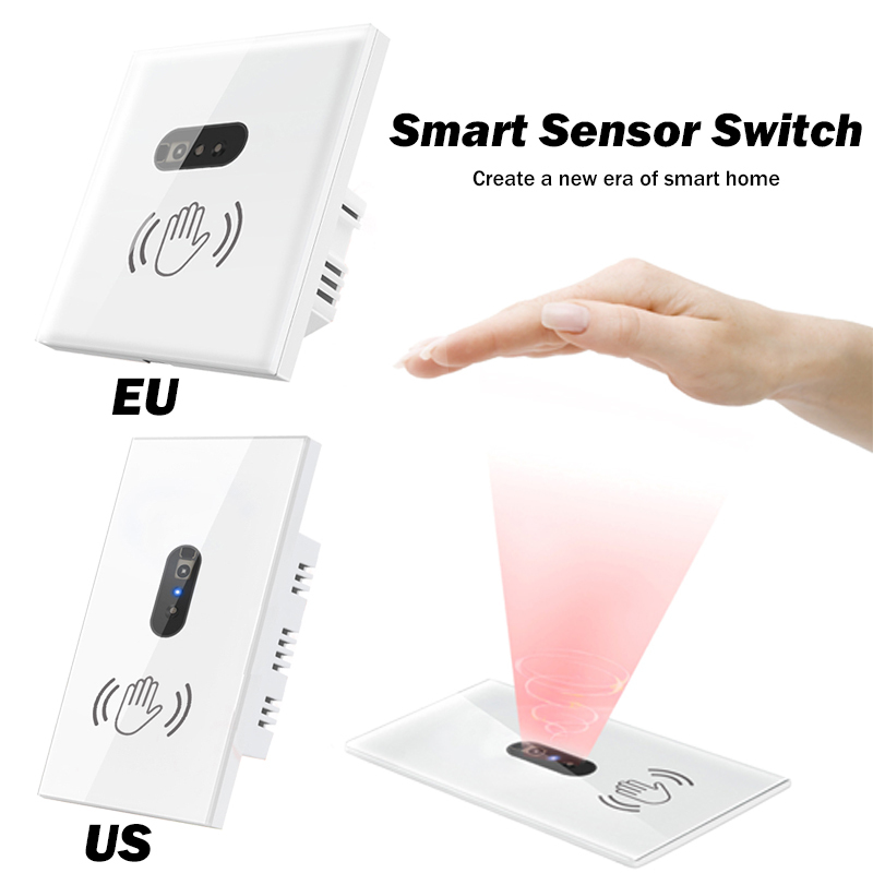 EU UK US Standard Infrared Sensor Glass Panel Switch Wall Light Switch Hand wave IR Sensor Switch