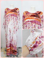 Robe Abaya Islamique Prête à l'Expédition à Imprimé Floral Léopard, Respirante, Légère, Longueur Cheville, Manches Longues, Grande Taille pour Femme