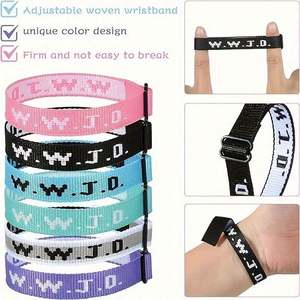 W.W.J.D. Personalizado de Fábrica Pulsera con Estampado Jacquard de Letras, Tejida, Ajustable, Regalos para Amigos - Product Image 3