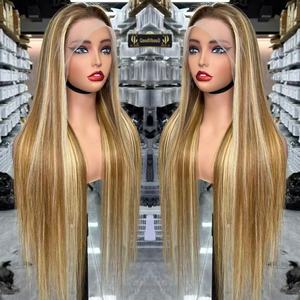 วิกผมยาวตรงแบบ<span class=keywords><strong>ผม</strong></span>แท้  แบบผูกเชือกด้านหน้า 13x6 HD  วิกผมแบบเต็มศีรษะ  <span class=keywords><strong>ผม</strong></span>เปรูแท้  ไฮไลท์สี 613  วิกแบบไม่ต้องใช้กาว - Product Image 2