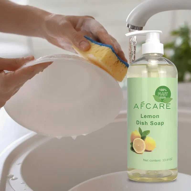 Atacado Dish Soap Paraben-free Remover Manchas Profundamente Lavar louça Líquido e Vitamina C Orgânica Limão Cruelty livre Dish Soap