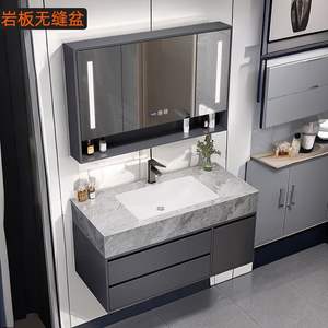 Mueble de Baño Moderno de Lujo con Lavabo de Cerámica, Espejo con Cera de Abeja, Tablero de Melamina Lacado, para Apartamento u Hospital - Product Image 2