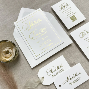 Invitaciones Clásicas con Lámina Dorada, Invitaciones <span class=keywords><strong>de</strong></span> Boda Sencillas, Exquisito Regalo para Invitar a un Boda, para una Recepción <span class=keywords><strong>de</strong></span> Boda Moderna - Product Image 4