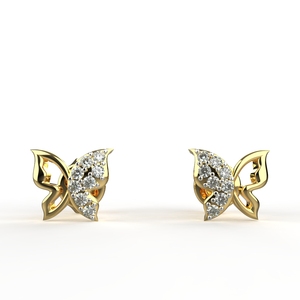 Avarta Jewelry Pendientes de tuerca de mariposa de oro chapado en oro de 18 quilates con diamantes cultivados en laboratorio certificados para niños, niñas y mujeres - Product Image 2