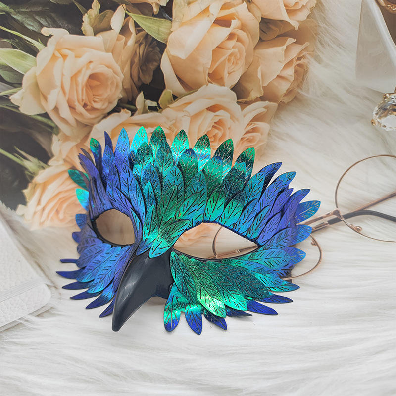 Halloween Exquisite Bird Beak Mask Makeup Ball Carnival Black Half Face Owl Feather Mask