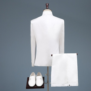 2024 nouveaux hommes Zhongshan <span class=keywords><strong>costume</strong></span> ensemble simple boutonnage plat avant <span class=keywords><strong>bleu</strong></span> <span class=keywords><strong>blanc</strong></span> porcelaine <span class=keywords><strong>mariage</strong></span> hôte <span class=keywords><strong>costume</strong></span> pour scène chœur Performance - Product Image 4