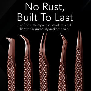 Stainless Steel Eyelash Extension Tweezer Shin <b>Rose</b> <b>Gold</b> Plasma Color High Quality Diamond Grip Toothed Serrated 5 Different - Product Image 1