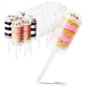 Soportes Desechables Ecológicos para Pasteles, Más de 20 Unidades, Transparentes, con Tapas, Contenedores de Plástico para Helados y Repostería - Product Image 1