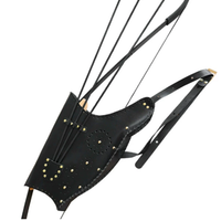 Sac d'arbalète traditionnel fait main en cuir noir pointe en acier plume en plastique pour tir à l'arc intérieur/extérieur