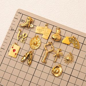 Colección de Dijes Románticos para la Creación de Joyas |   Acero Inoxidable Chapado en Oro de 18K PVD: Arcoíris del <span class=keywords><strong>Amor</strong></span>, Palmera, Zapatilla de Ballet - Product Image 2