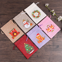 Sac à cordon en polyester à motif imprimé dessin animé, sacs de rangement réutilisables pour cadeaux, sacs vides pour emballage de bonbons et snacks, vente en gros, faible MOQ
