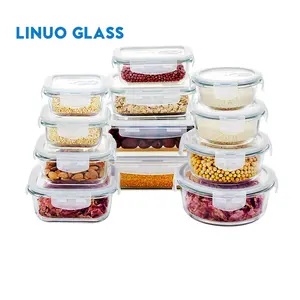 LINUO-fiambrera de vidrio de borosilicato alto, contenedor de almacenamiento de alimentos de vidrio con tapa de ventilación