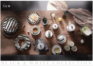 LovingHome Eco-Friendly Custom-Sized Black White Royal Bone <strong>Diana</strong> 55-Piece Porcelain Dinner Plates for Home Party Use-Vintage - Product Image 6