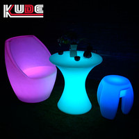 Chaise LED en plastique PE, meubles LED lumineux pour décoration extérieure