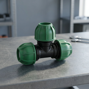 Raccord en T égal en polypropylène vert TERRACORE SAP2001, connecteur à compression, filetage en pouces, basse pression, surface lisse - Product Image 3