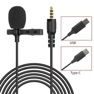 Портативный петличный мини микрофон 3,5 мм/Тип C/USB порт проводной зажим микрофон для iPhone ноутбука камеры мобильного телефона зажим микрофон