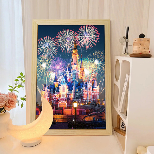 Hot Sale Led Light up Painting Frame Table Lamp 3d Wood Picture Photo Frame Box Novelty Night Light Home Decorative Lighting