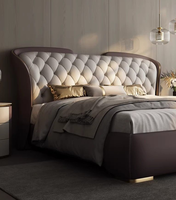 Nouveau lit king-size de luxe en cuir, style américain, pour chambre principale, design moderne haut de gamme