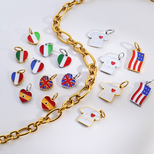 Dijes Personalizados de Lujo con Bandera Nacional, Chapados en Oro PVD de 14k y 18k, Resistentes al Agua, de Acero Inoxidable 316L, para la Fabricación de Pulseras y Collares - Product Image 5