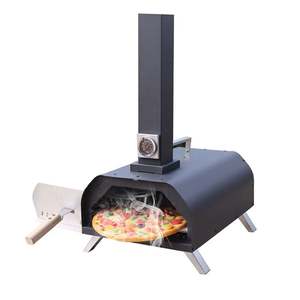 Mini Horno de Pizza Portátil para Exteriores, Revestimiento Negro, Funciona con Pellets, Carbón y Leña - Product Image 2